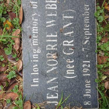 WEBBER Jean Norrie nee GRANT 1921-2015