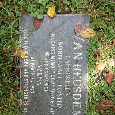 HEUSDEN Verna, van formerly SHIMWWELL nee BYATT-FOSTER -1993