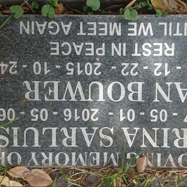 SARLUIS Nerina 1957-2016 :: BOUWER Jan 1959-2015