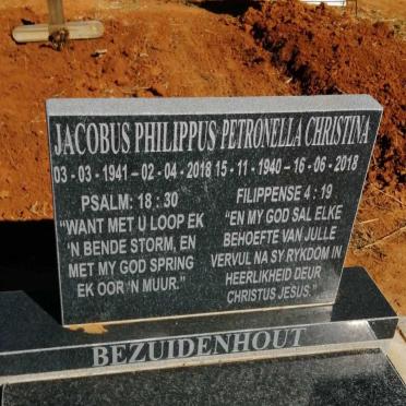 BEZUIDENHOUT Jacobus Philippus 1941-2018 &amp; Petronella Christina 1940-2018