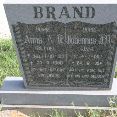 BRAND Johannes J.D. 1917-1994 &amp; Anna A.E. 1921-1988