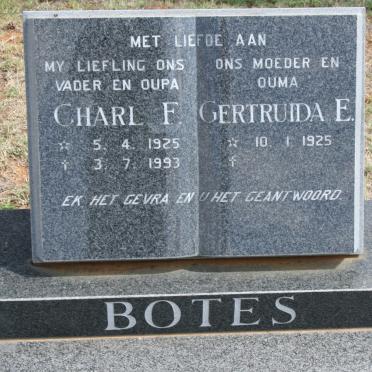 BOTES Charl F. 1925-1993 &amp; Gertruida E. 1925-