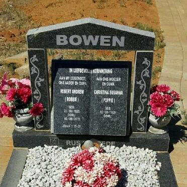 BOWEN Robert Andrew 1925-2015 &amp; Christina Susanna 1929-