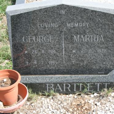 BARTLETT George 1914-1995 &amp; Martha 1928-