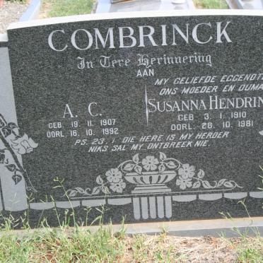 COMBRINCK A.C 1907-1992 &amp; Susanna Hendrina 1910-1981