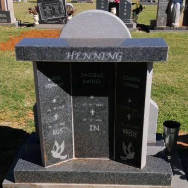 HENNING Jacobus Daniel 1941-2011 &amp; Elizabeth Johanna 1937-2013 :: HENNING Barend Stephanus 1971-2011