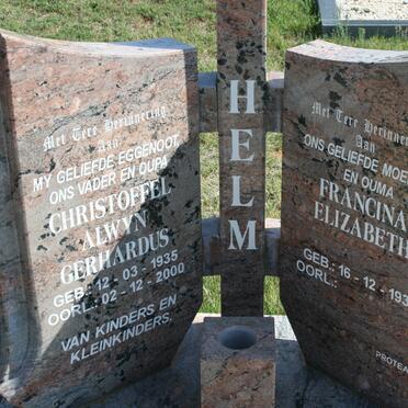 HELM Christoffel Alwyn Gerhardus 1935-2000 &amp; Francina Elizabeth 1937-
