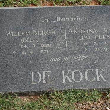 KOCK Willem Bergh, de 1888-1977 &amp; Andrina Johanna DU PLESSIS 1892-1978