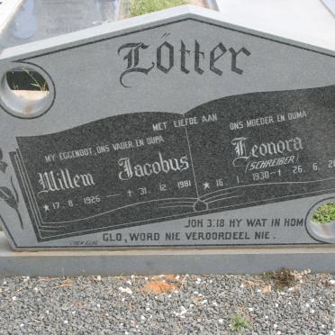 LOTTER Willem Jacobus 1926-1981 &amp; Leonora SCHREIBER 1930-2003