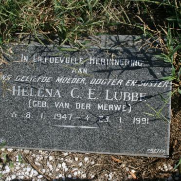 LUBBE Helena C.E. nee VAN DER MERWE 1947-1991