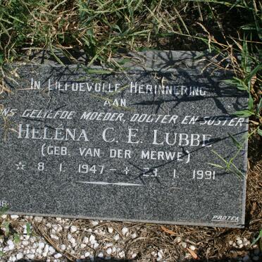 LUBBE Helena C.E. nee VAN DER MERWE 1947-1991