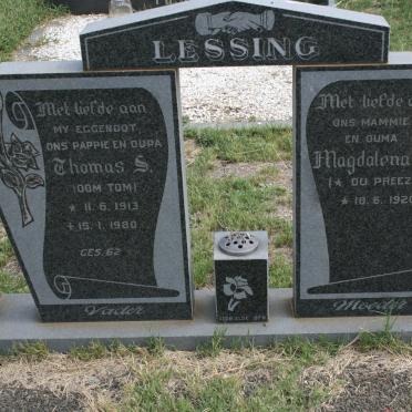 LESSING Thomas S. 1913-1980 &amp; Magdalena J. DU PREEZ 1920-