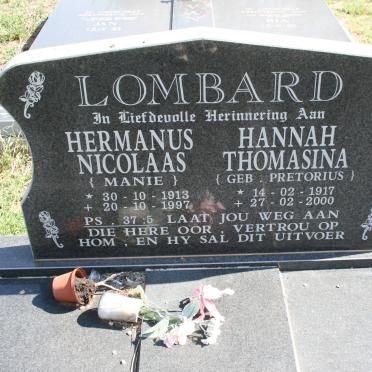 LOMBARD Hermanus Nicolaas 1913-1997 &amp; Hannah Thomasina nee PRETORIUS 1917-2000