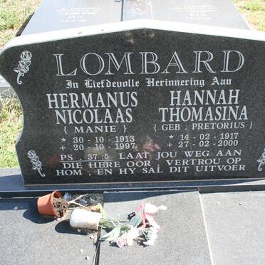 LOMBARD Hermanus Nicolaas 1913-1997 &amp; Hannah Thomasina nee PRETORIUS 1917-2000