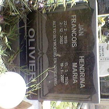 OLIVIER Jan Francois 1919-2002 &amp; Hendrina Maria 1926-2007