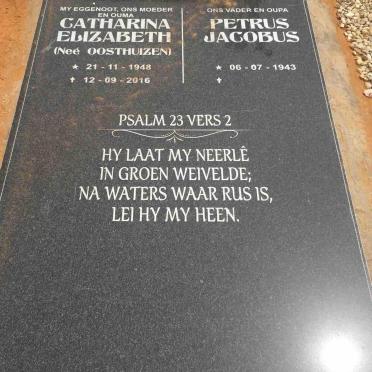 STEYN Petrus Jacobus 1943- &amp; Catharina Elizabeth OOSTHUIZEN 1948-2016
