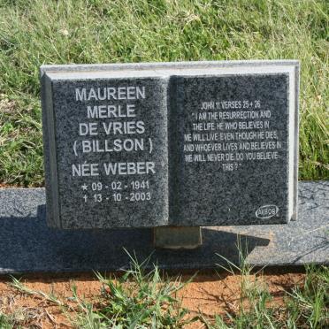 VRIES Maureen Merle, de nee WEBER 1941-2003