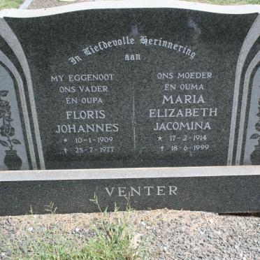 VENTER Floris Johannes 1909-1977 &amp; Maria Elizabeth Jacomina 1914-1999