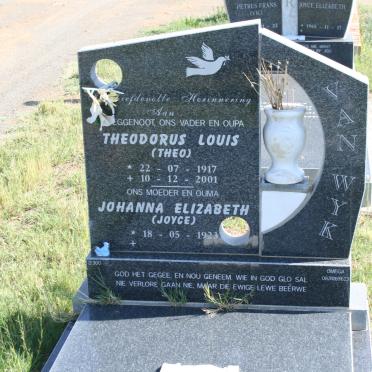 WYK Theodorus Louis, van 1917-2001 &amp; Johanna Elizabeth 1923-