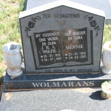 WOLMARANS J.M.A. 1912-1997 &amp; Hennie 1915-2001