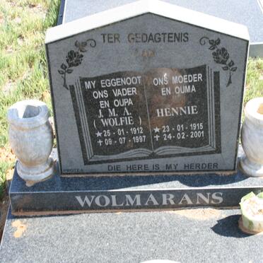 WOLMARANS J.M.A. 1912-1997 &amp; Hennie 1915-2001