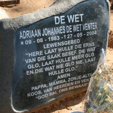 WET Adriaan Johannes De Wet Venter, de 1983-2004