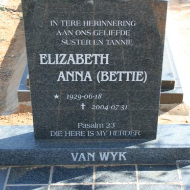 WYK Elizabeth Anna, van 1929-2004