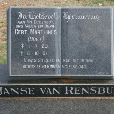 RENSBURG Gert Marthinus, Janse van 1923-1991