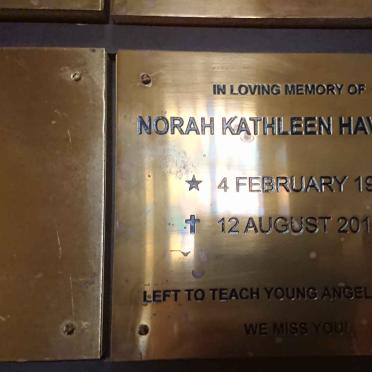 HAVENGA Norah Kathleen 1925-2015