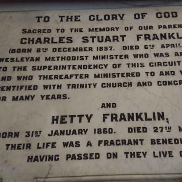 FRANKLIN Charles Stuart 1857-1931 &amp; Hetty 1860-1902