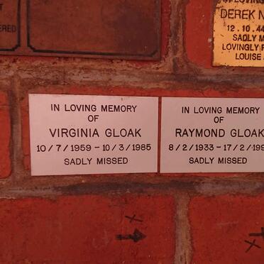 GLOAK Raymond 1933-1995 :: GLOAK Virginia 1959-1985