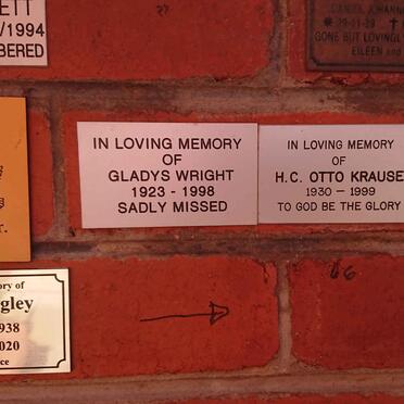 WRIGHT Gladys 1923-1998 :: KRAUSE H.C. Otto 1930-1999 :: GLOAK Virginia 1959-1985 :: EDGLEY Frank 1938-2020