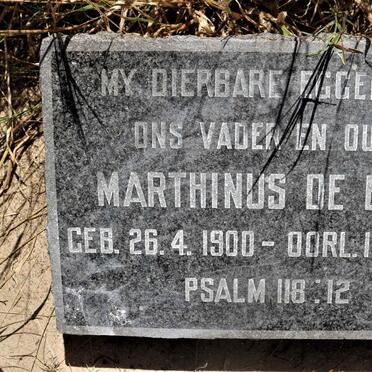 BEER Marthinus, de 1900-1945