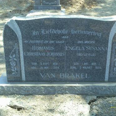 BRAKEL Hermanus Christiaan Johannes, van 1891-1954 &amp; Engela Susanna BEYLEVELD 1891-1973