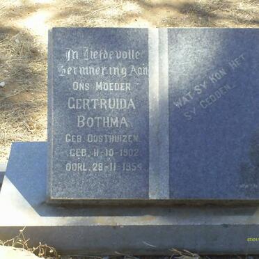 BOTHMA Gertruida nee OOSTHUIZEN 1902-1954