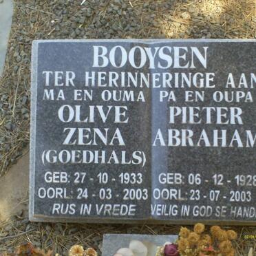 BOOYSEN Pieter Abraham 1928-2003 &amp; Olive Helen GOEDHALS 1933-2003