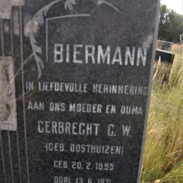 BIERMANN Gerbrecht C.W. nee OOSTHUIZEN 1895-1971