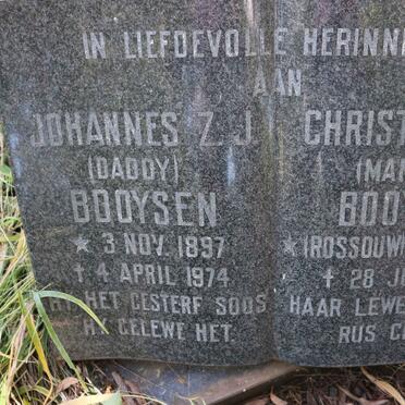 BOOYSEN Johannes Z.J. 1897-1974 &amp;Christina M.S. ROSSOUW 1899-1983