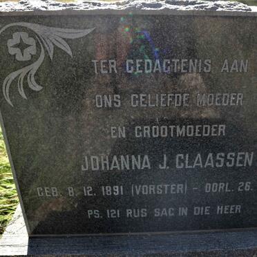 CLAASSEN Johanna J. nee VORSTER 1891-1970