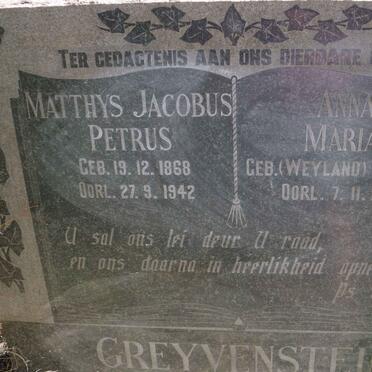 GREYVENSTEIN Matthys Jacobus Petrus 1868-1942 &amp; Anna Maria WEYLAND 1871-1949