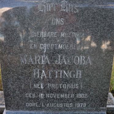 HATTINGH Maria Jacoba nee PRETORIUS 1902-1979