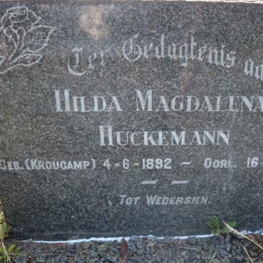 HUCKEMANN Hilda Magdalena nee KROUCAMP 1892-1947