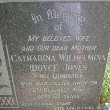 JONES Catharina Wilhelmina nee LOMBARD -1953