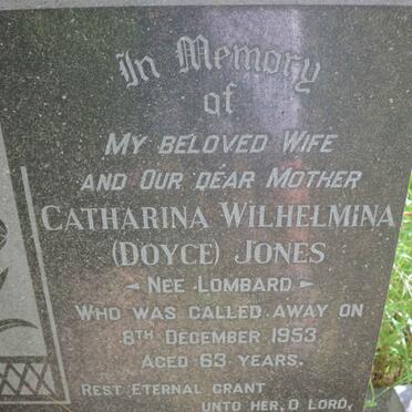 JONES Catharina Wilhelmina nee LOMBARD -1953