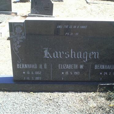 KARSHAGEN Bernhard H.O. 1912- &amp; Elizabeth W. 1913- :: KARSHAGEN Bernhard H.O. 1952-1977