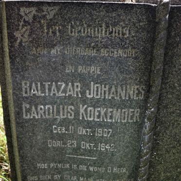 KOEKEMOER Baltazar Johannes Carolus 1907-1942