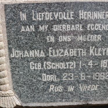 KLEYNHANS Hendrik Andries 1867-1949 &amp; Johanna Elizabeth SCHOLTZ 1875-1962
