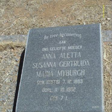 MYBURGH Anna Aletta Susanna Gertruida Maria nee BRITS 1883-1962