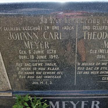 MEYER Johann Carl 1878-1947 &amp; Theodora Jacoba MELLET 1883-1949