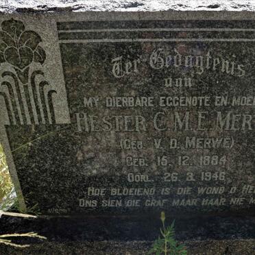 MERTZ Hester C.M.E. nee V.D. MERWE 1884-1946